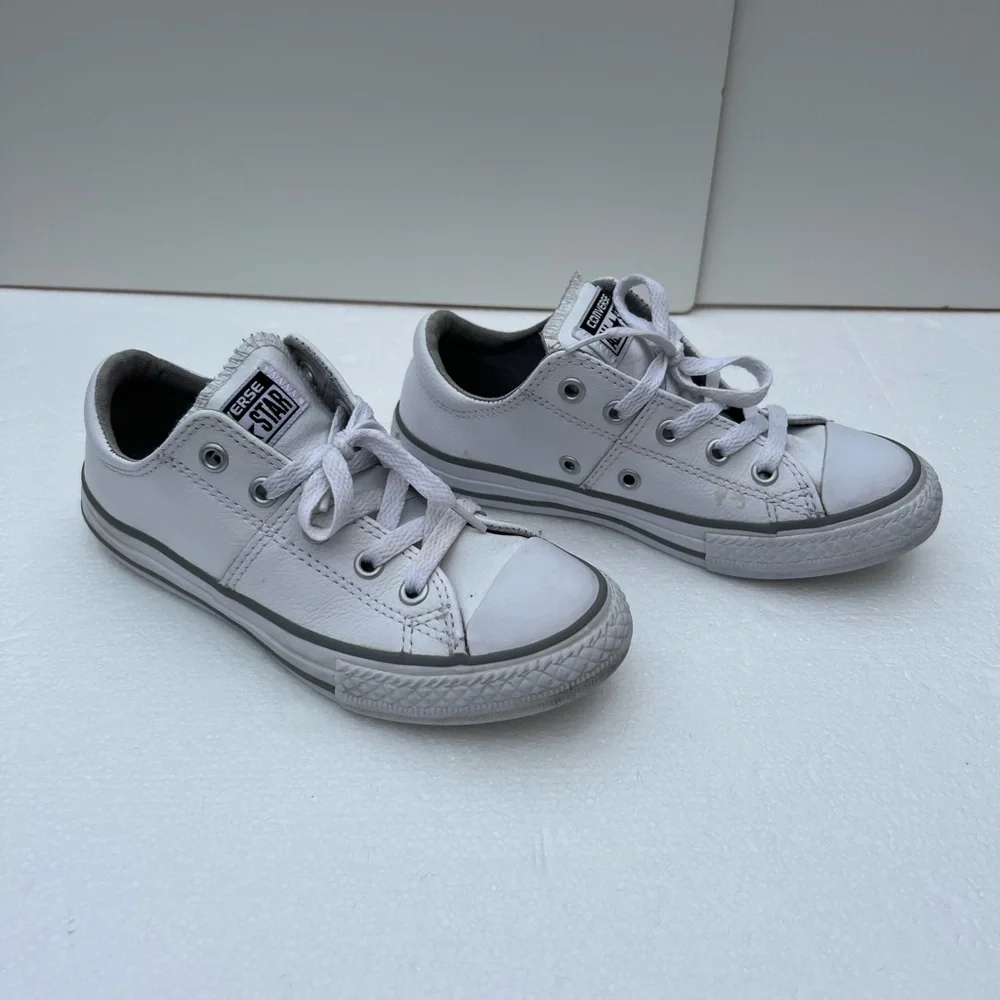 Converse Kids All Star White Leather Shoes 13